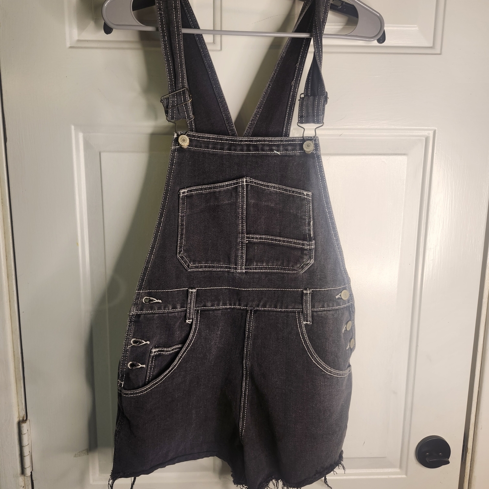 Black Denim Short Overalls 100% Cotton